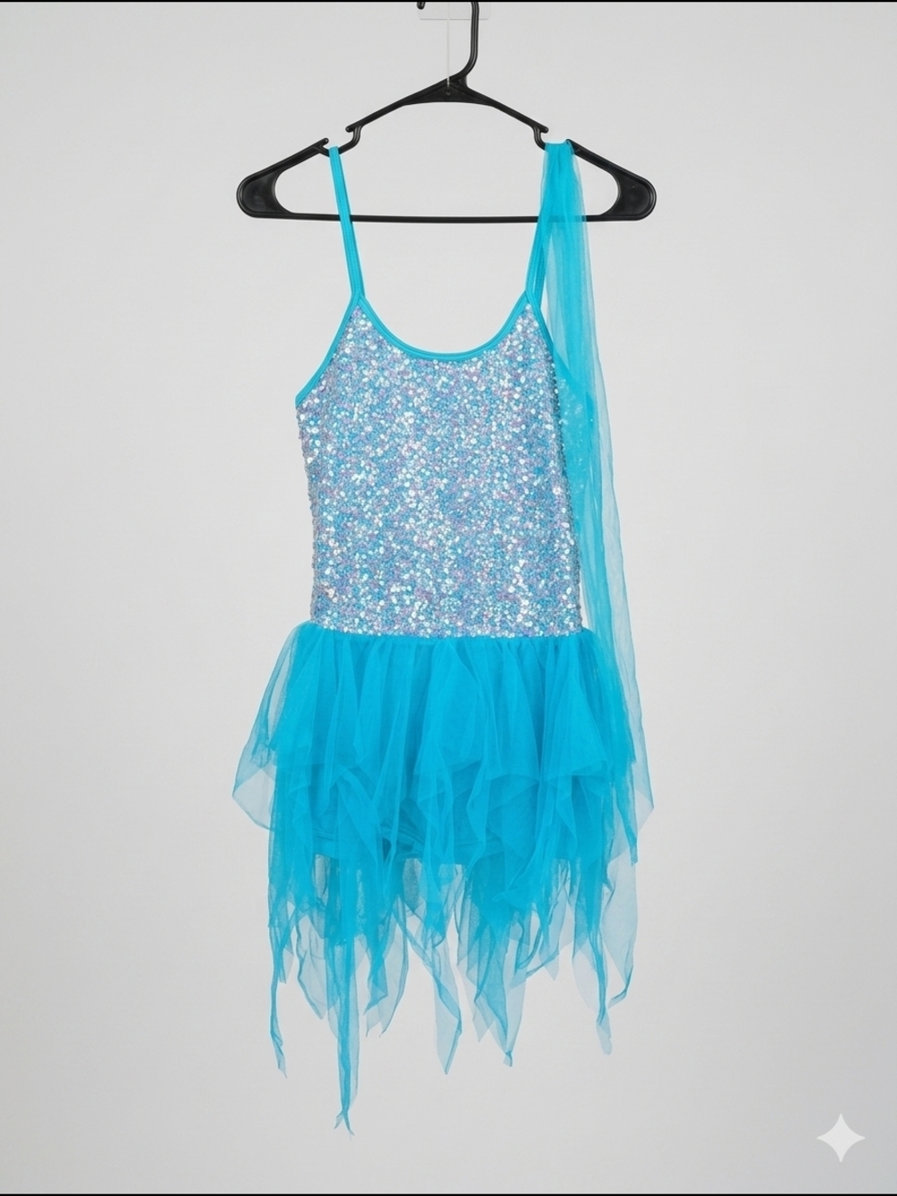 Sequin Bodice Teal Tulle Dance Costume for Kids